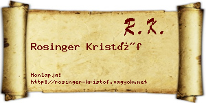 Rosinger Kristóf névjegykártya